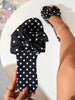 2026 New Big Bow Flat Slippers, Black & White Polka Dot Slip-On Open Toe, Casual Fashion Beach Sandals Suitable For Wide Feet,Summer Shoes